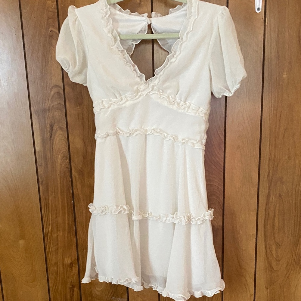 B Darlin Cream Ruffle Dress
